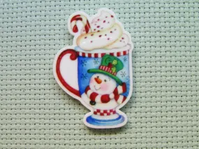 Snowman Christmas Mug of Cocoa Needle Minder, Cover Minder, Magnet