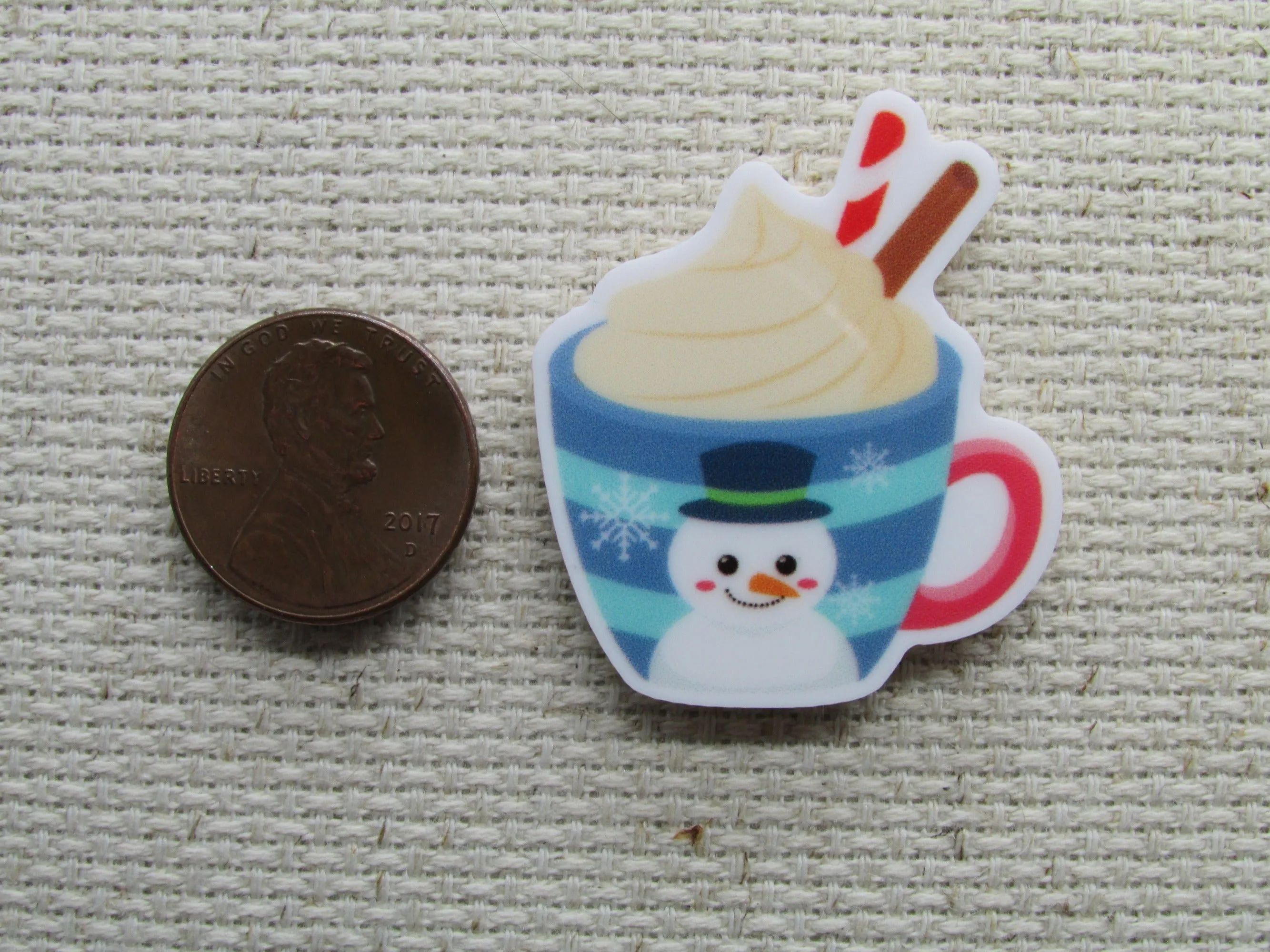 Snowman Cocoa Mug Needle Minder, Cover Minder, Magnet