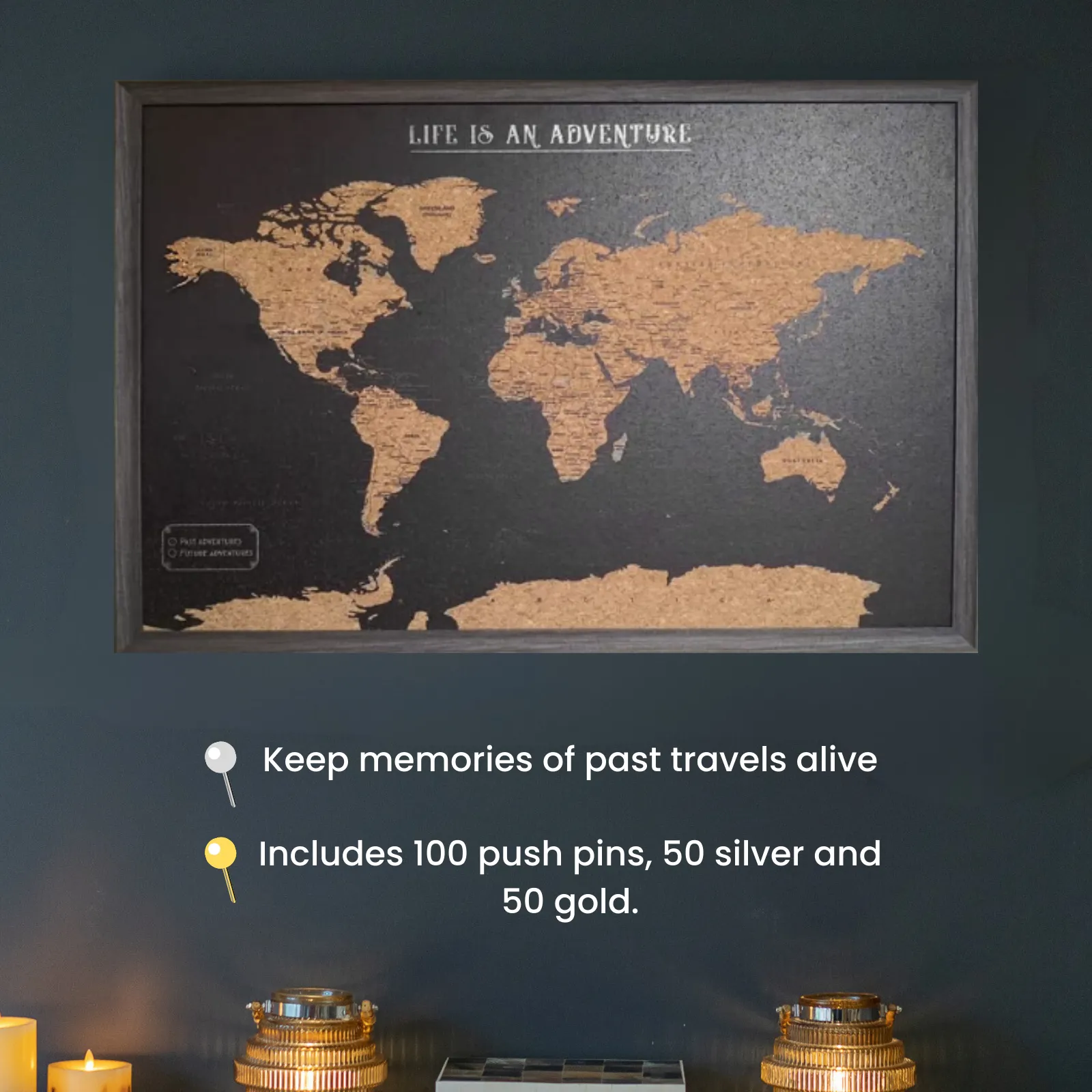 Splosh Travel Map - World Map - Large - Black
