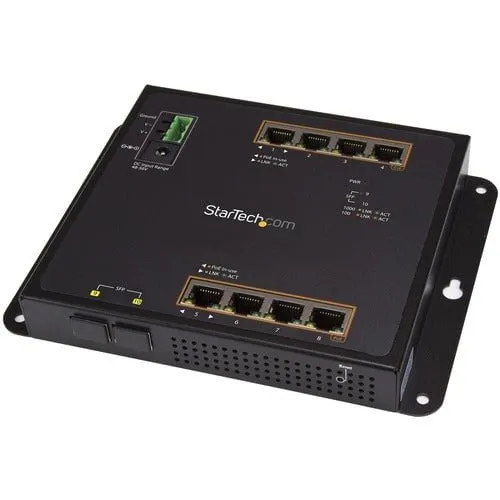 StarTech.com 8-Port PoE  Gigabit Ethernet Switch plus 2 SFP Connections - 8 Ports - Manageable - Gigabit Ethernet - 10/100/1000Base-T, 1000Base-SX/LX - TAA Compliant - 2 Layer Supported - Modular - 2 SFP Slots - Twisted Pair, Optical Fiber - PoE Ports - W