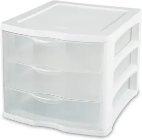 Sterilite 17918004 3 Drawer White Frame Clearview Organizer - Quantity of 8