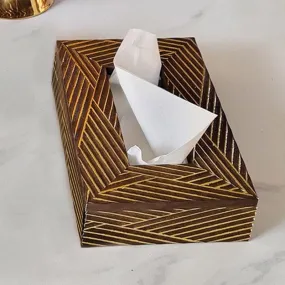 Stripe Stride Tissue Box - Coffee