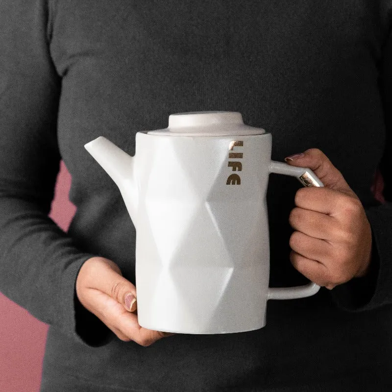 Subtle Geometrical Ceramic Tea Pot