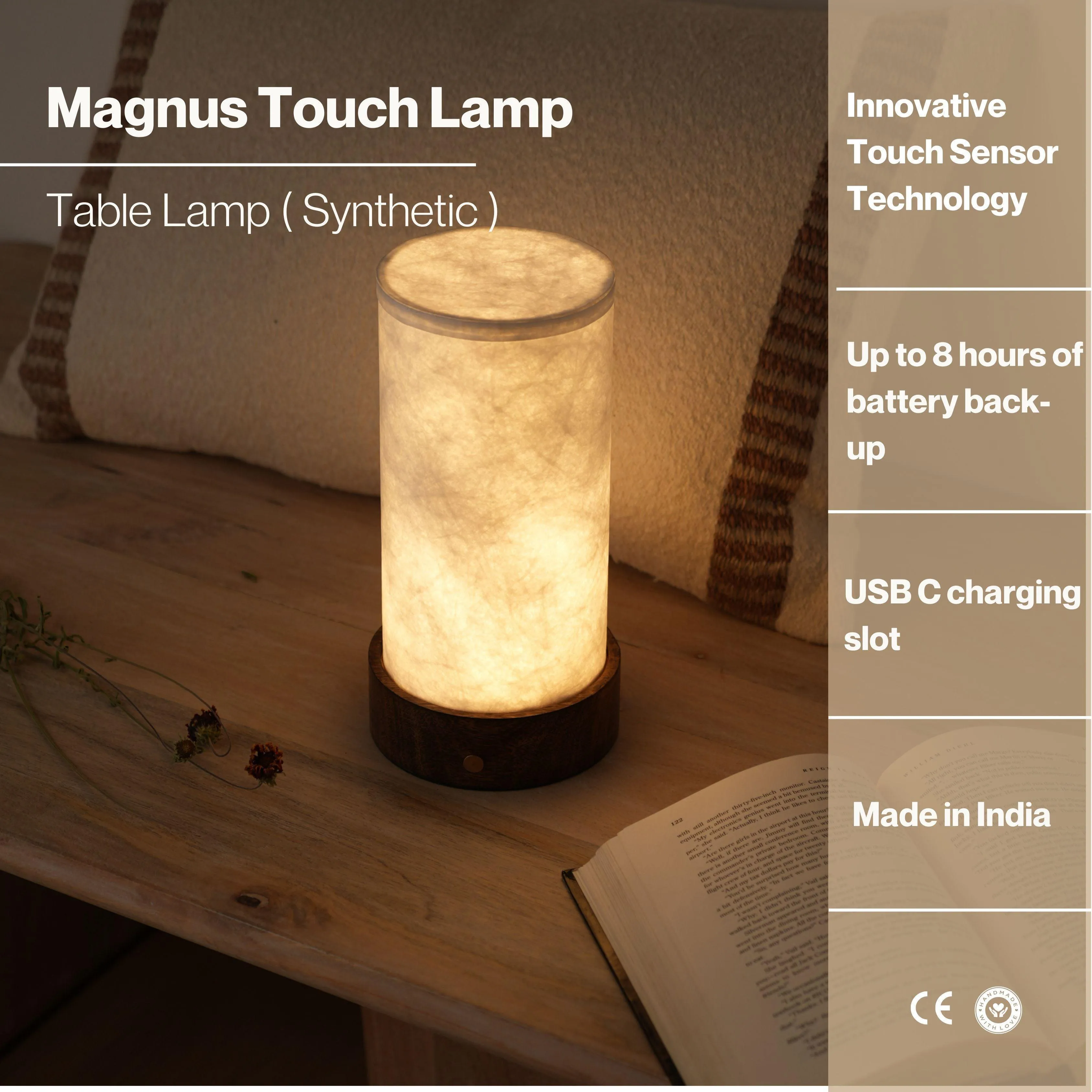 Synthetic Magnus Touch Sensor Lampshade | Centre Table Lamp