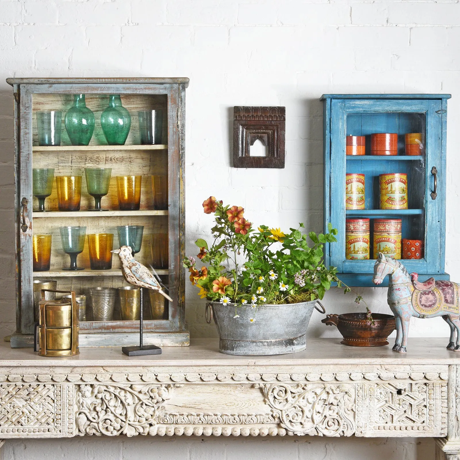 Teak Glazed Wall Cabinet - Ca 1920