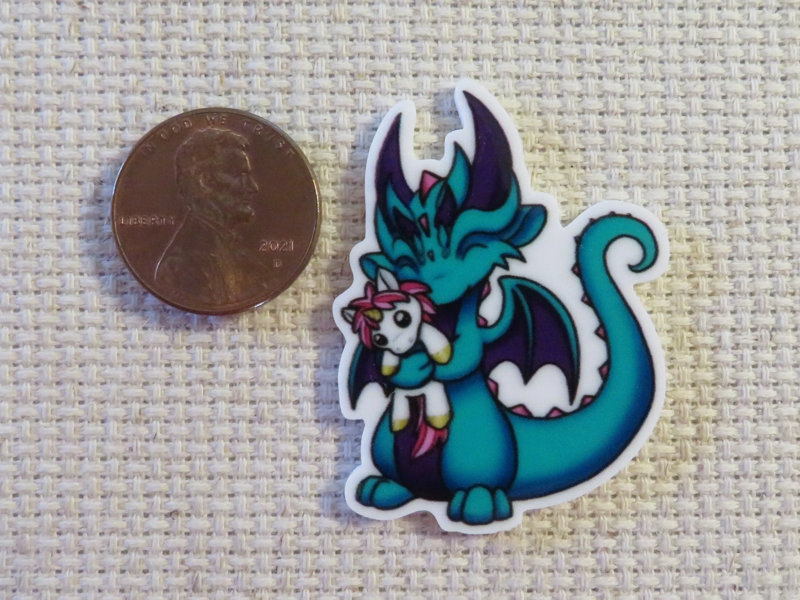 Teal Blue Dragon Needle Minder, Cover Minder, Magnet