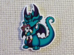 Teal Blue Dragon Needle Minder, Cover Minder, Magnet