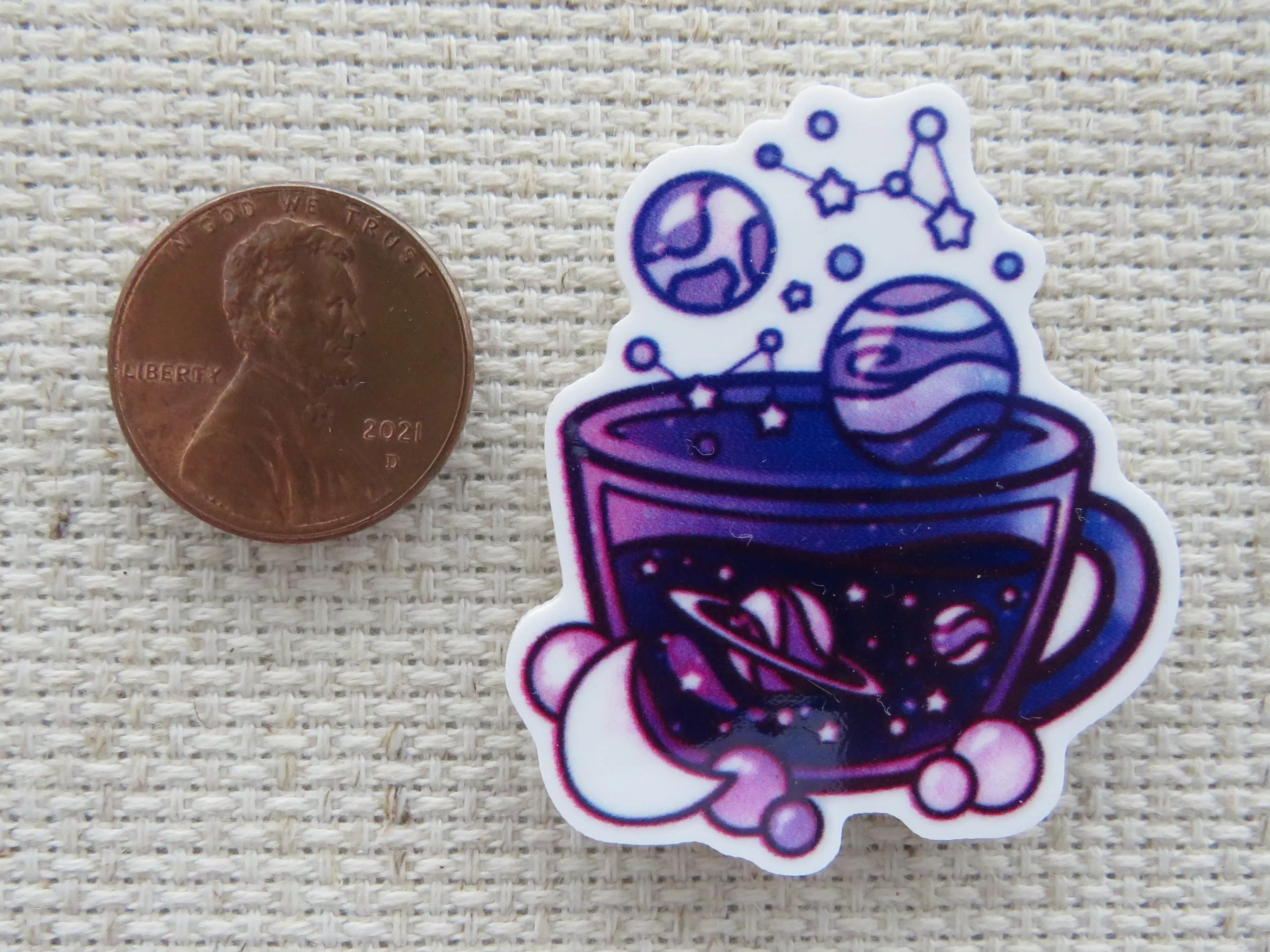 The Other Purple Planetary Teacup Needle Minder, Cover Minder, Magnet