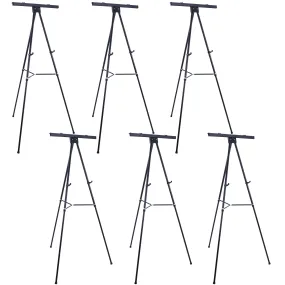 U.S. Art Supply 70" High Boardroom XL Black Aluminum Flipchart Display Easel (Pack of 6), Holds 45 lb - Heavy Duty Extra Large and Presentation Stand Adjustable Floor and Tabletop Portable Tripod, Pad