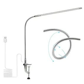 USB LED Desk Lamp, Adjustable Clip On LED Nail Lamp Light Eye Care Gooseneck 360° Swivel with Switch LED Clamp Light for Manicure Reading Tattoo