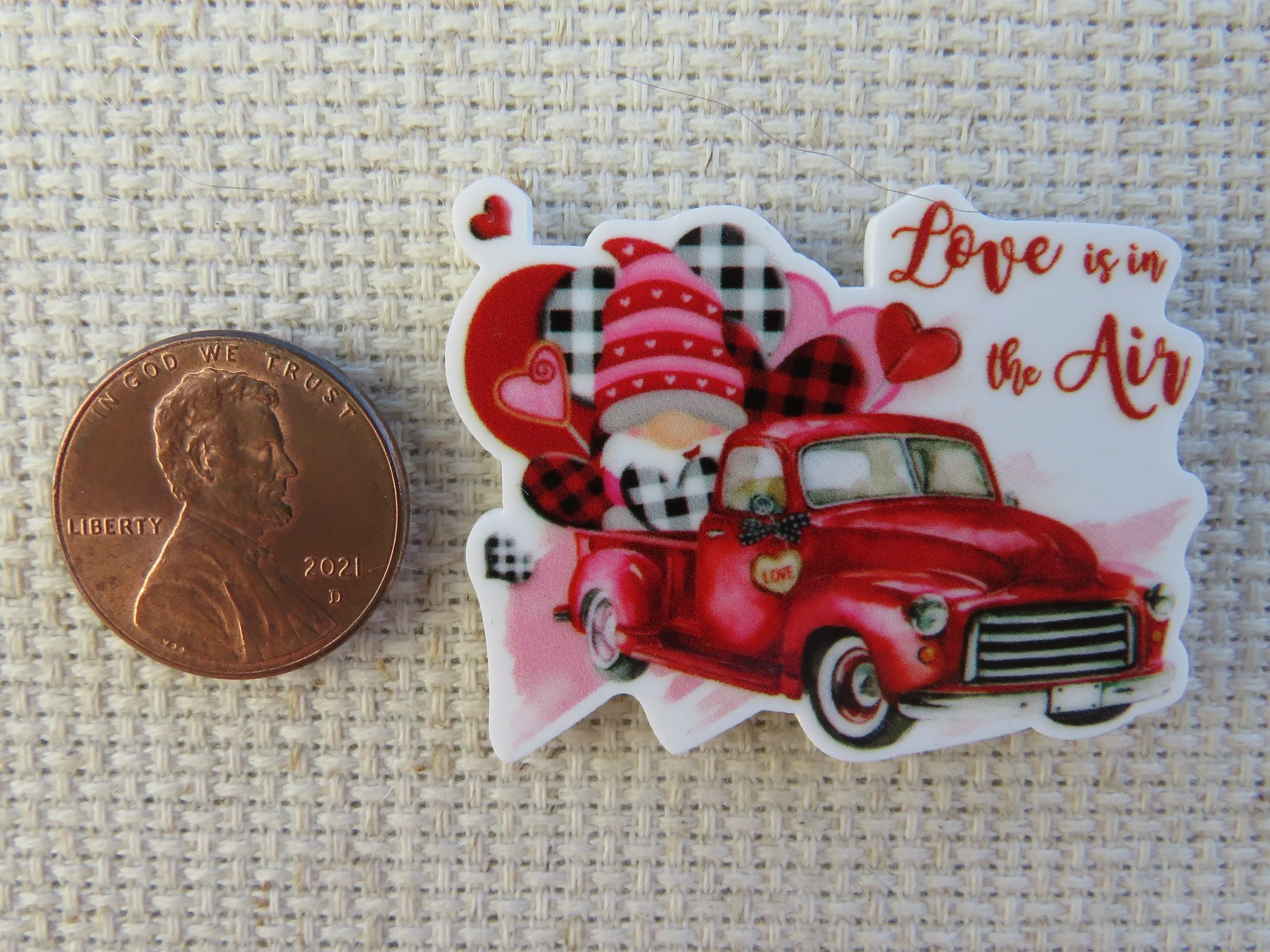 Valentines Gnome Truck Needle Minder, Cover Minder, Magnet