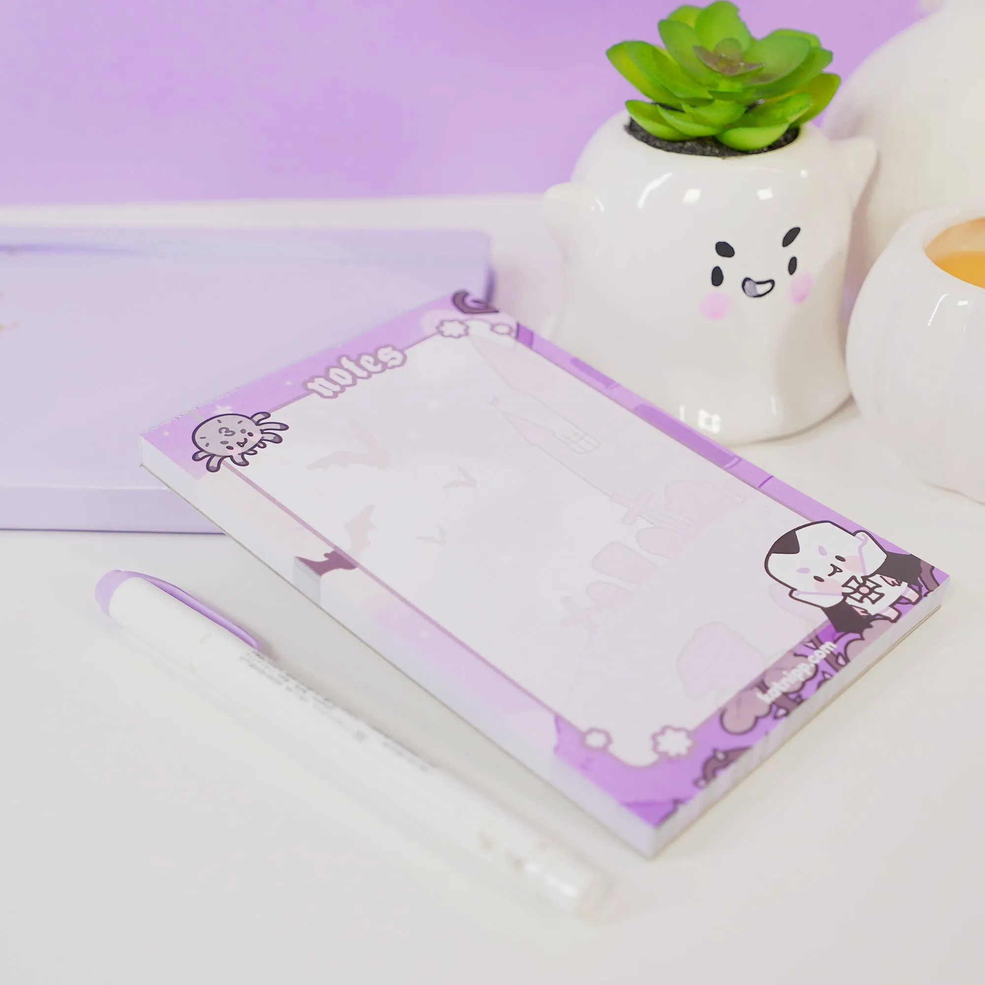 Vampies Vault A6 Notepad | Gothic Halloween Stationery | Kawaii Spooky Journal with Vampire, Spider & Bat Design