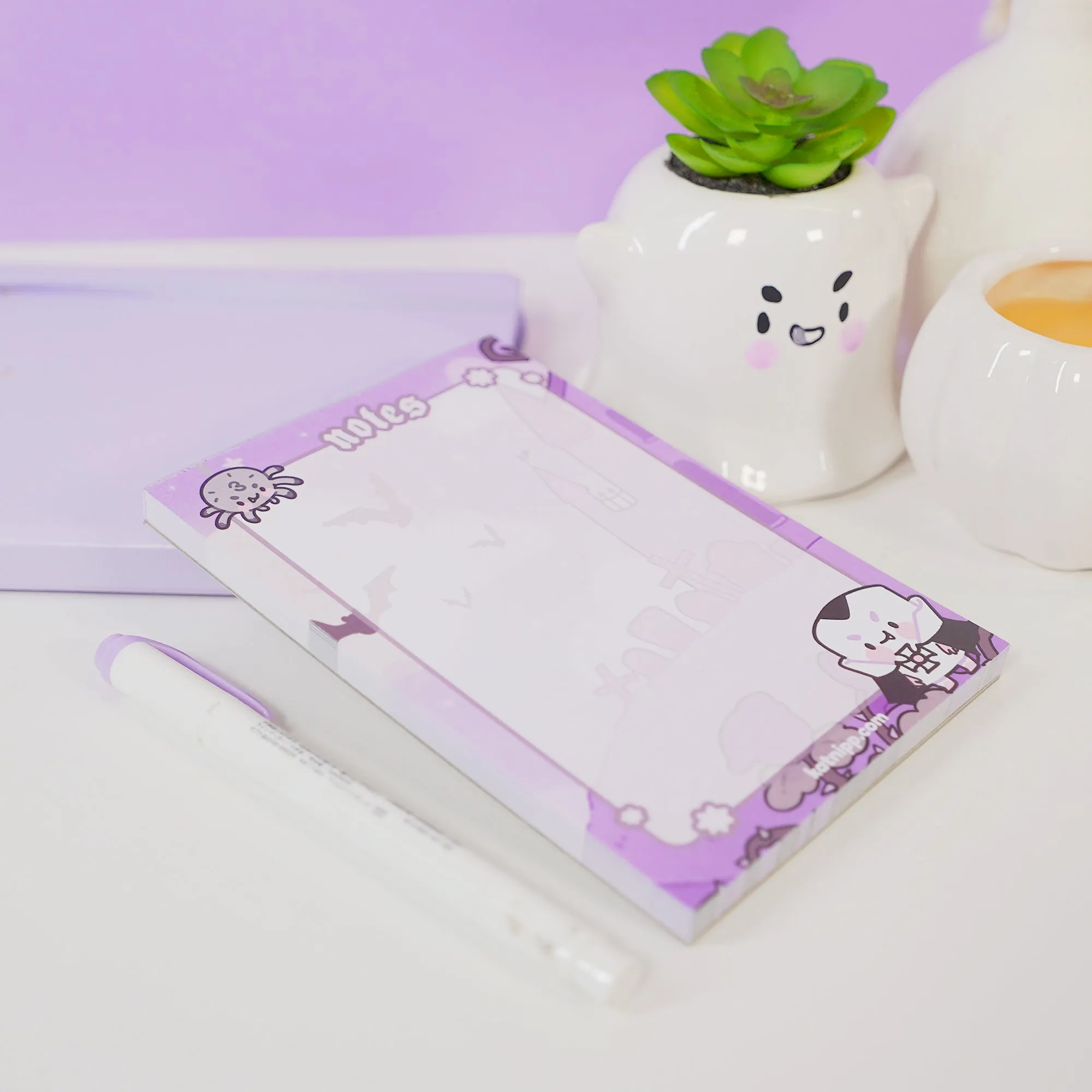 Vampies Vault A6 Notepad | Gothic Halloween Stationery | Kawaii Spooky Journal with Vampire, Spider & Bat Design