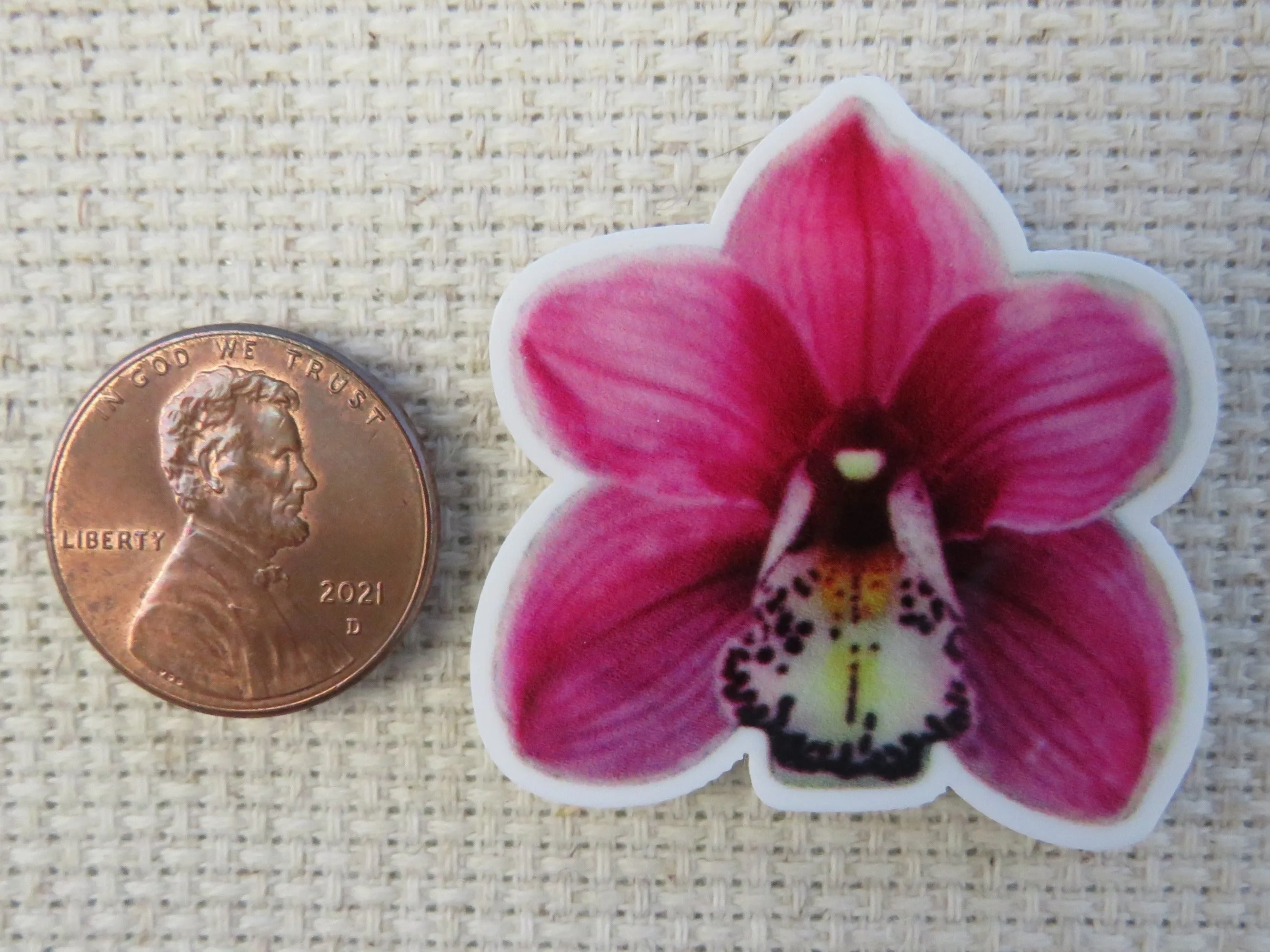 Vibrant Pink Orchid Needle Minder, Cover Minder, Magnet
