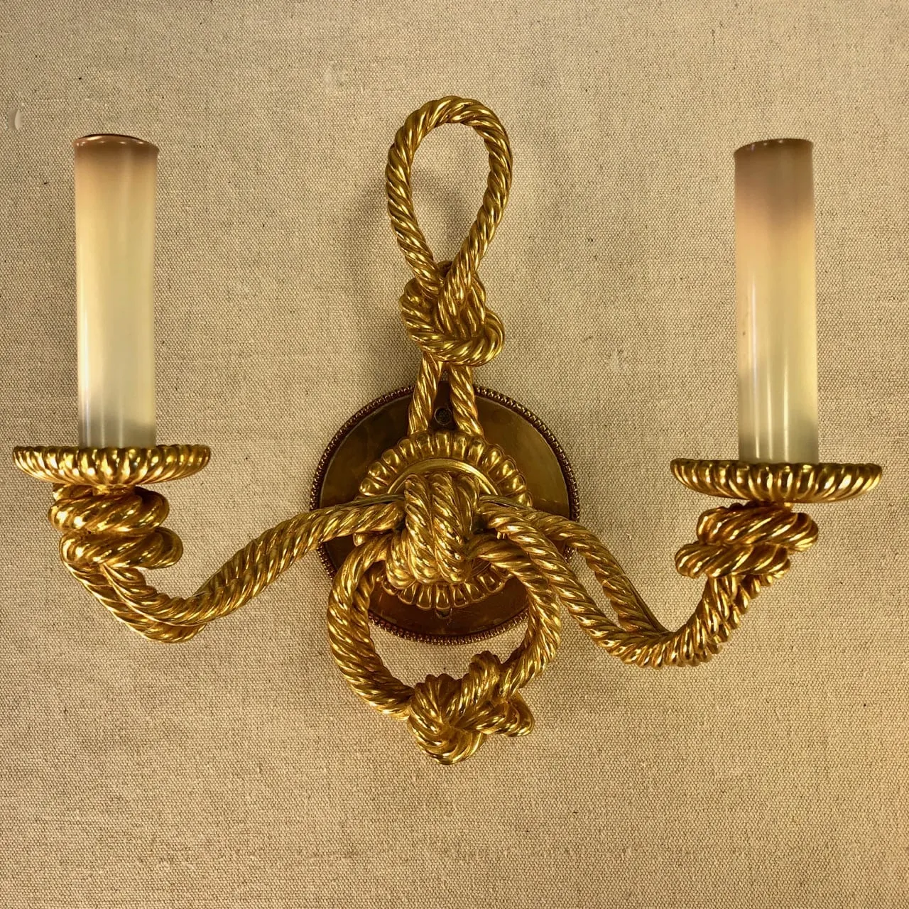 Wall Sconces - Cowboy Elegance, Rope Lasso,  Brass, Two Arm
