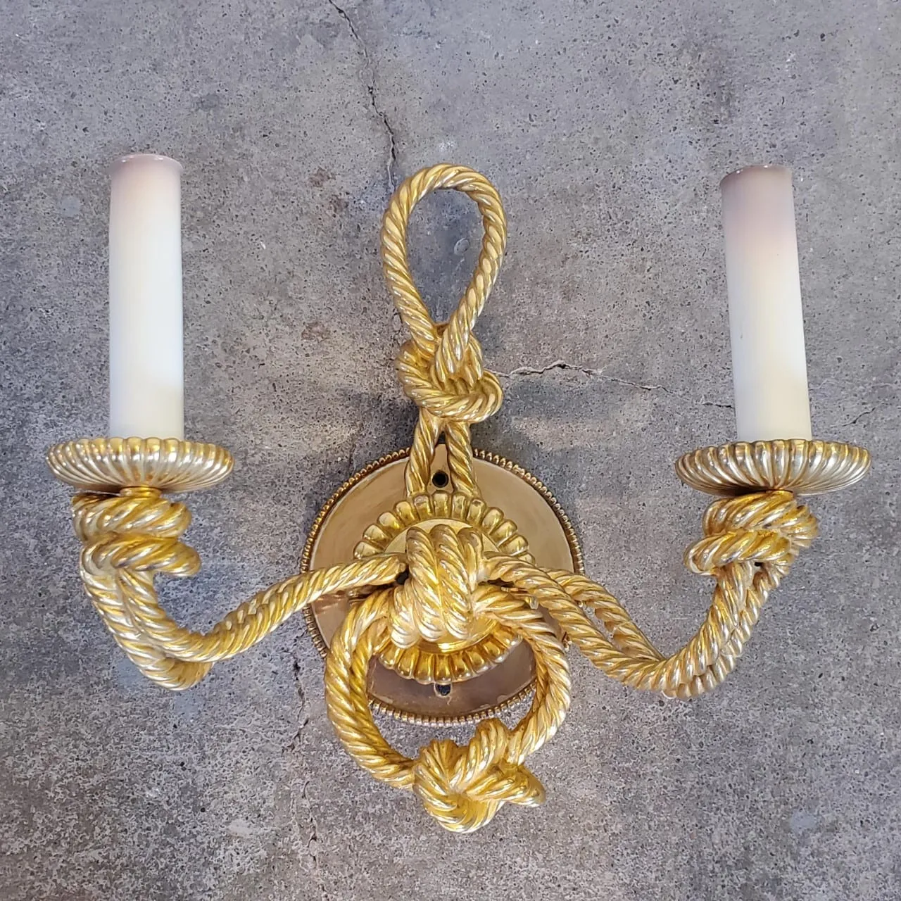 Wall Sconces - Cowboy Elegance, Rope Lasso,  Brass, Two Arm