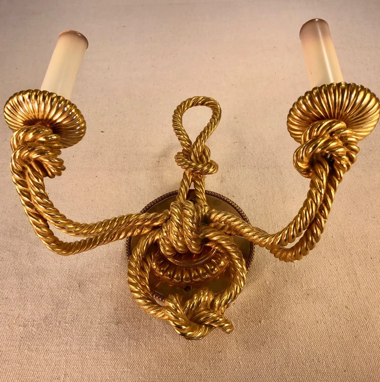 Wall Sconces - Cowboy Elegance, Rope Lasso,  Brass, Two Arm