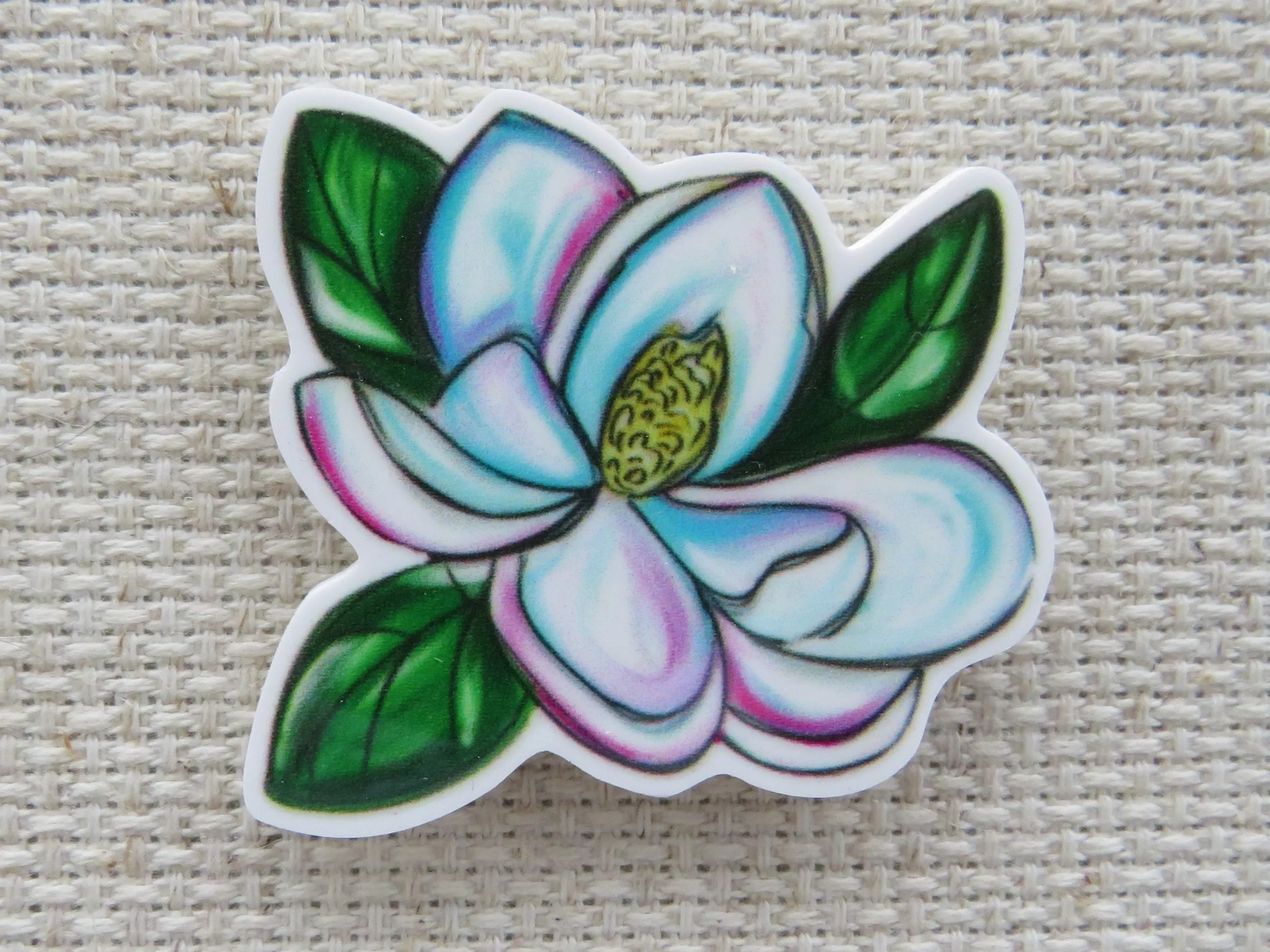 White Magnolia Flower Needle Minder, Cover Minder, Magnet