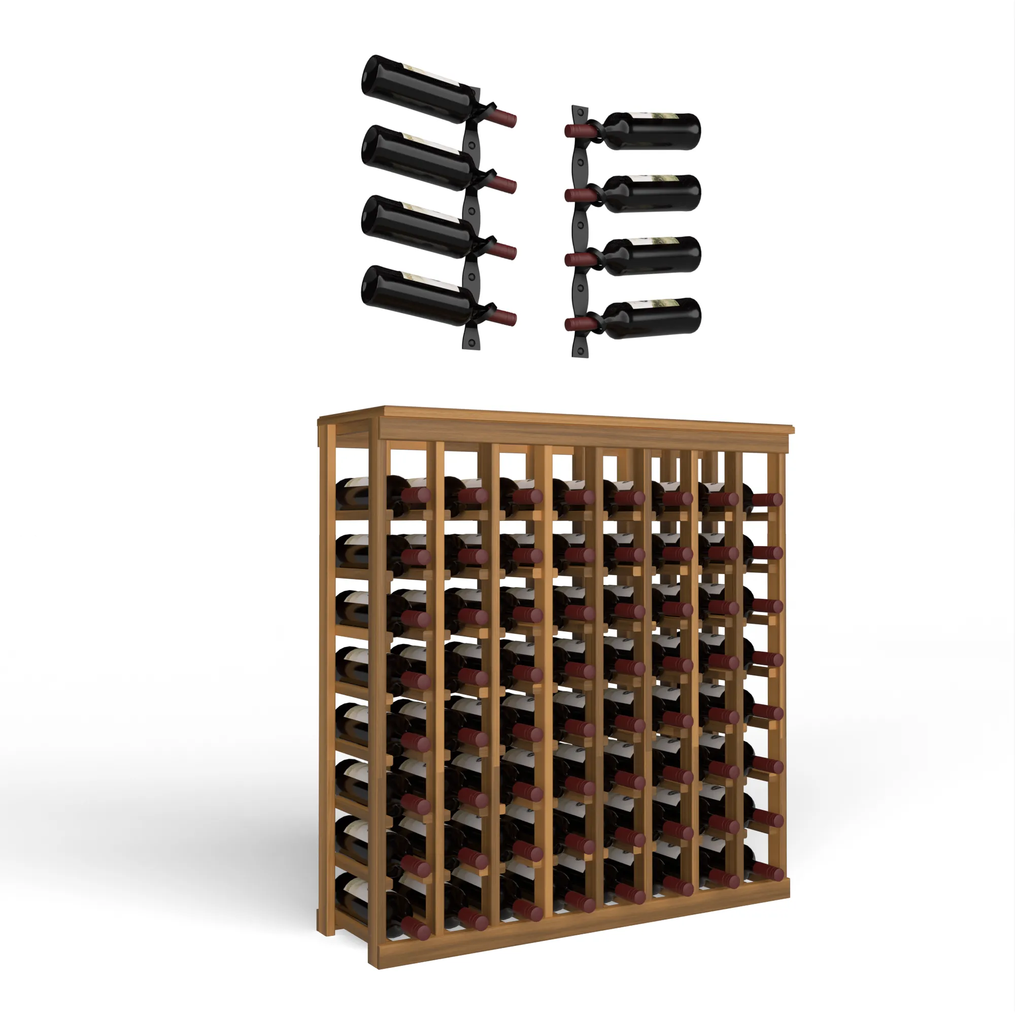 Wine Room Essentials Bundle - 64 Bottle Tabletop x Helix Wine Rack in Matte Black Metal