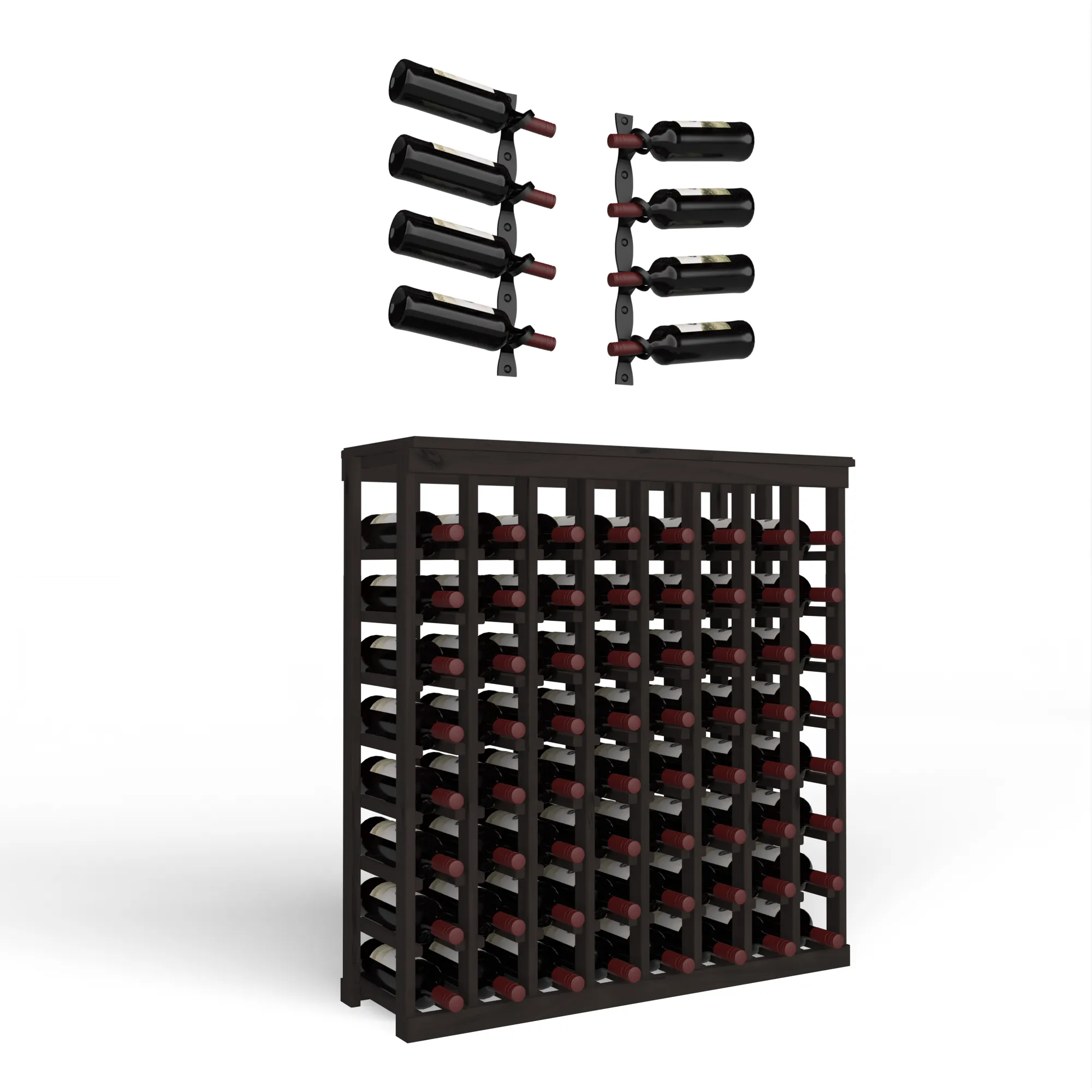 Wine Room Essentials Bundle - 64 Bottle Tabletop x Helix Wine Rack in Matte Black Metal