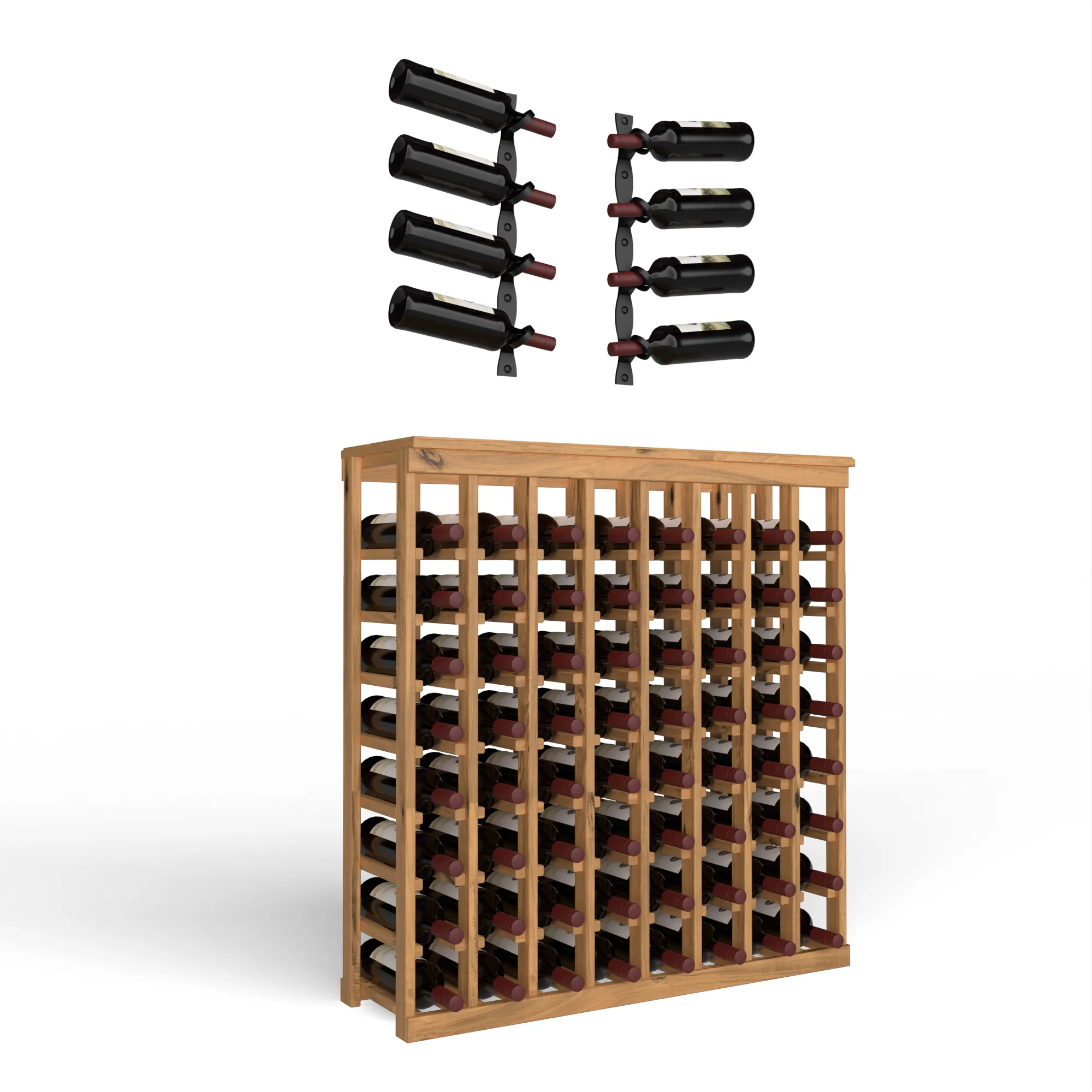 Wine Room Essentials Bundle - 64 Bottle Tabletop x Helix Wine Rack in Matte Black Metal