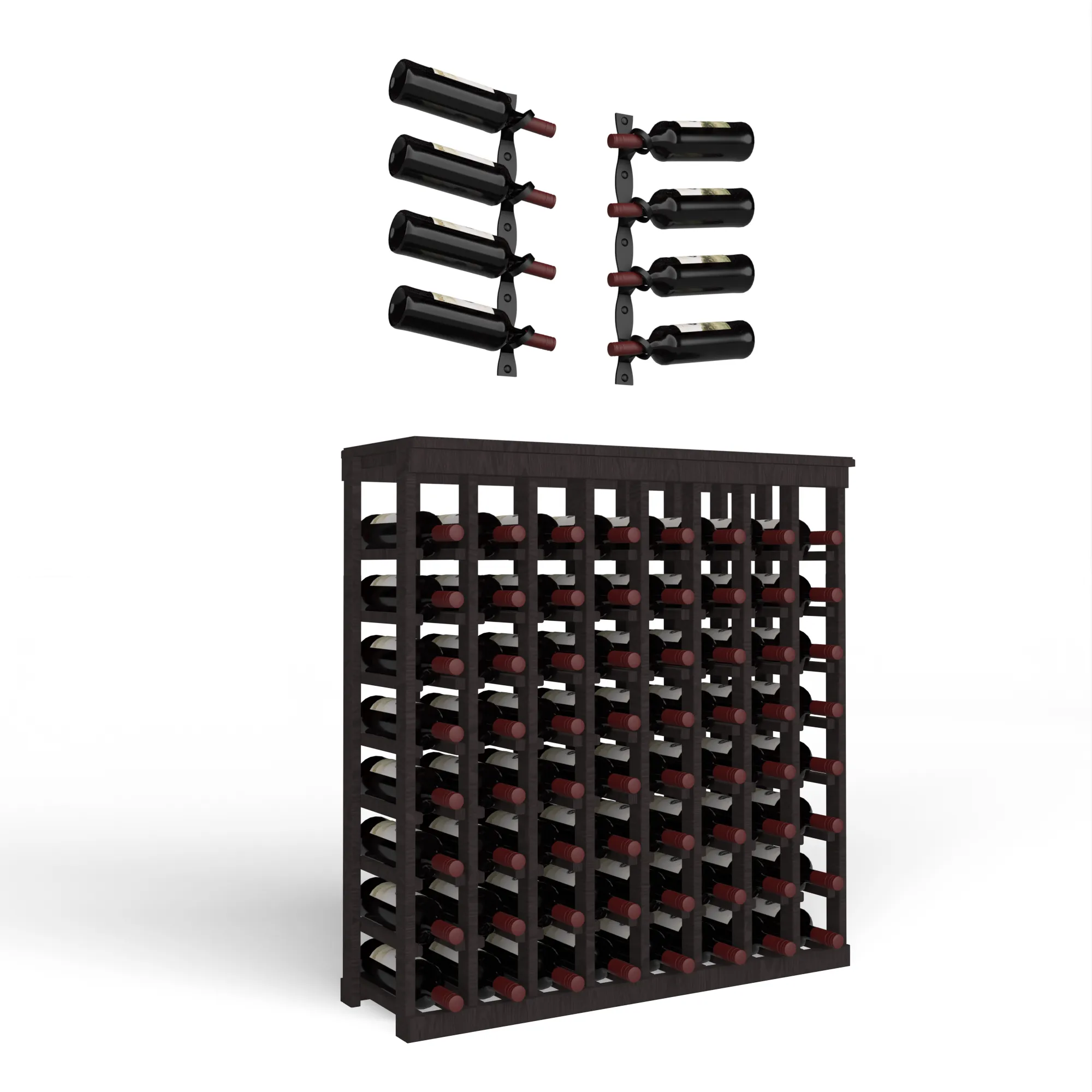 Wine Room Essentials Bundle - 64 Bottle Tabletop x Helix Wine Rack in Matte Black Metal