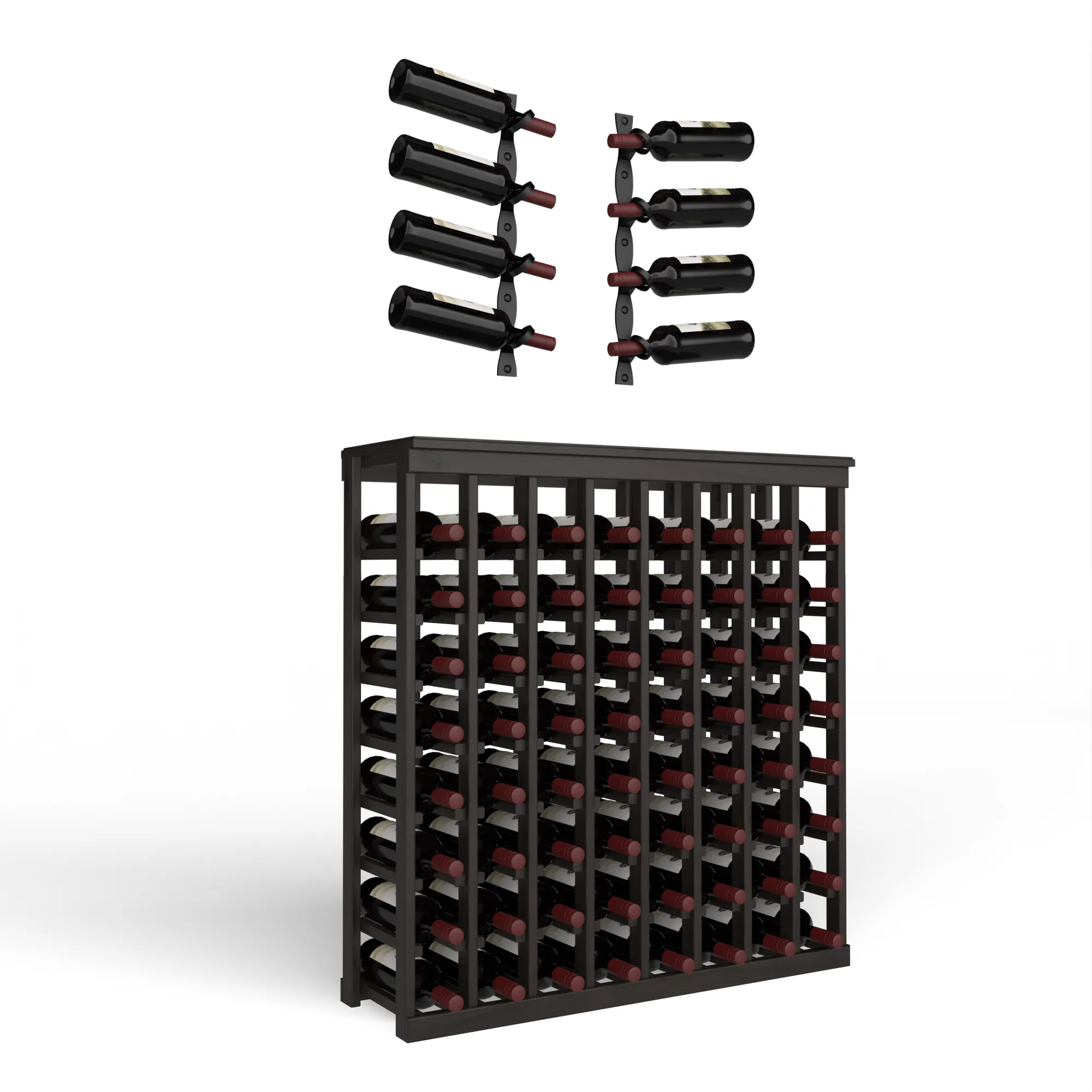 Wine Room Essentials Bundle - 64 Bottle Tabletop x Helix Wine Rack in Matte Black Metal