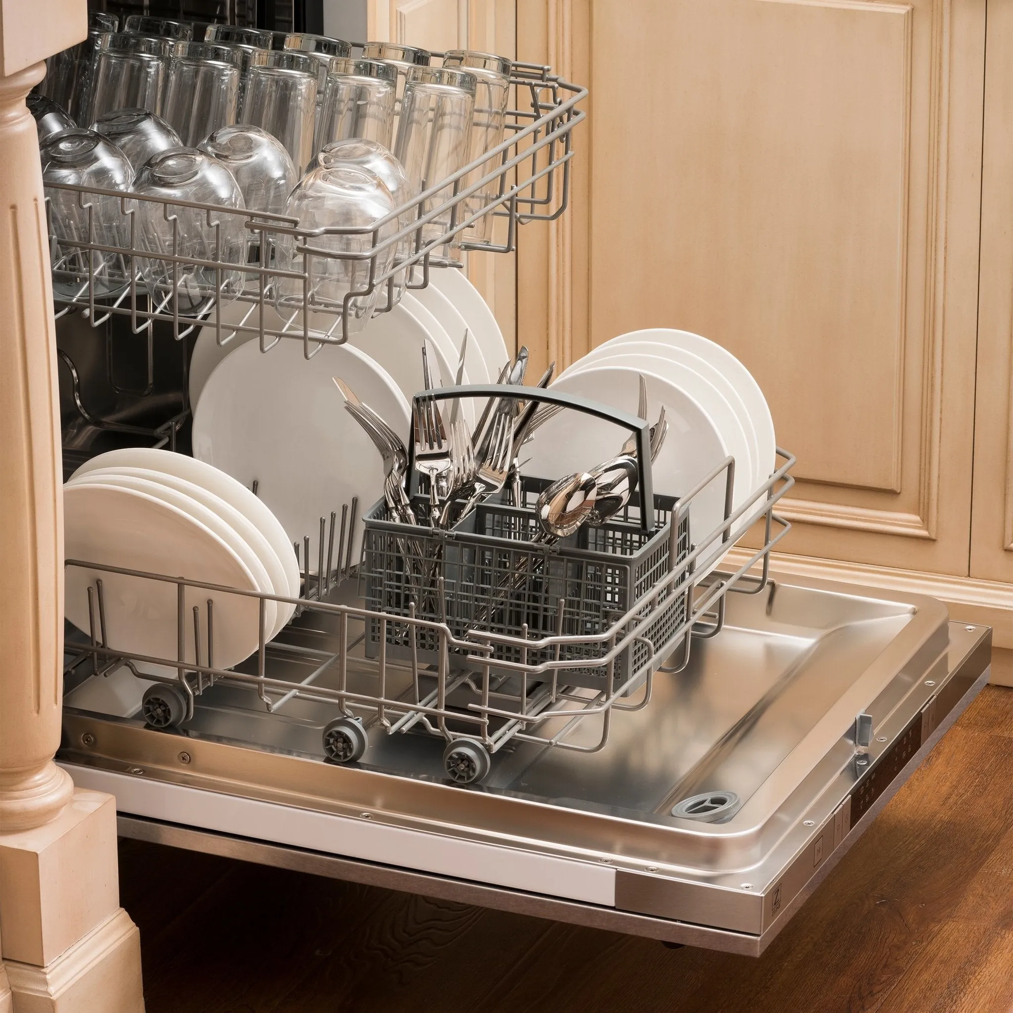 ZLINE 24 in. Top Control Dishwasher 120-Volt with Stainless Steel Tub and Modern Style Handle