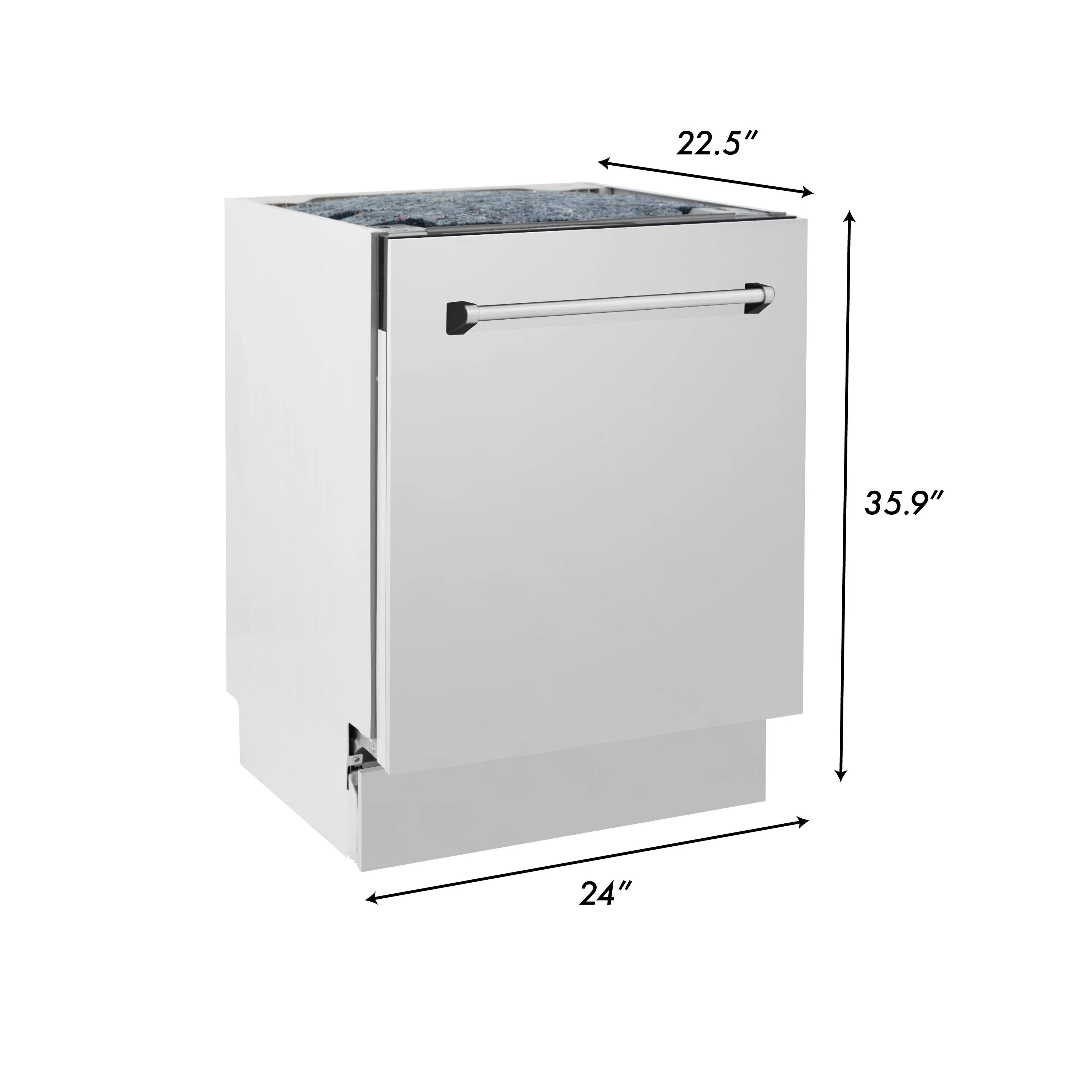 ZLINE 24" Top Control Tall Tub Dishwasher in Custom Panel Ready with Stainless Steel Tub and 3rd Rack (DWV-24)