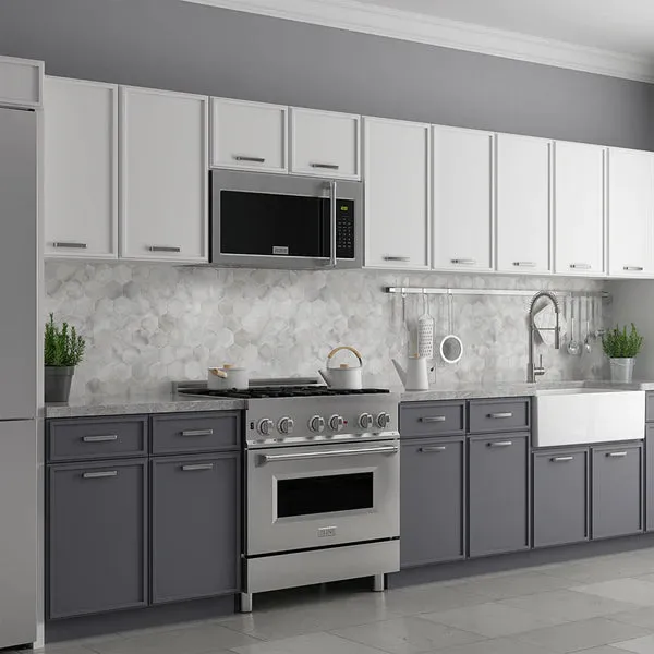 ZLINE 30" Kitchen Package Stainless Steel Gas Range and Over The Range Microwave with Traditional Handle